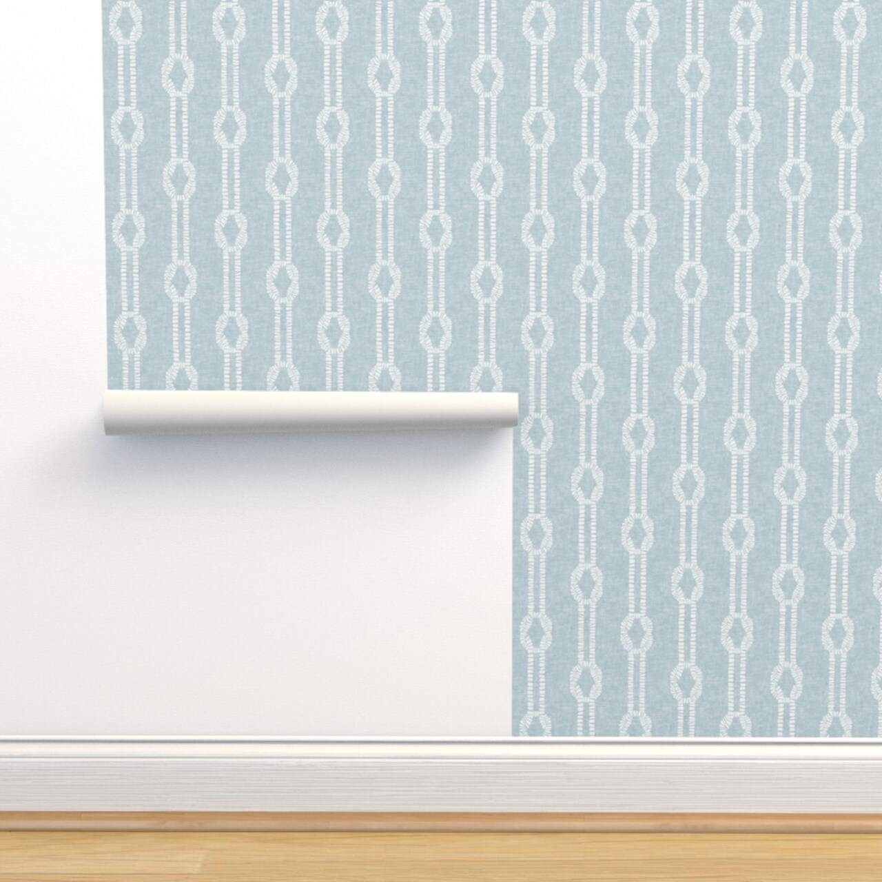 Coastal Cottage Cottagecore Rope Nautical Blue Beach Lake Sea Classic Custom Removable Wallpaper by Spoonflower Peel & Stick Wallpaper 2FT Wide